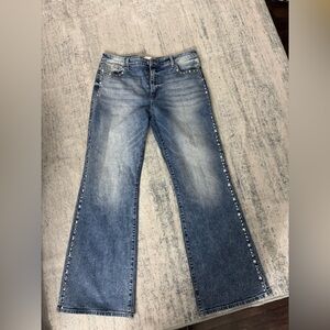 Women's Blue Jeans with Studded Details